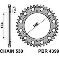 PBR ZĘBATKA TYLNA 4399 44 C45 CBR 900 RR`00-03, CBR 1000RR`06-15 (JTR1306.44) (ŁAŃC. 530) (+2)